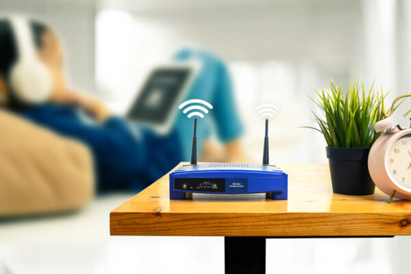 Home router - photograph showing router in home